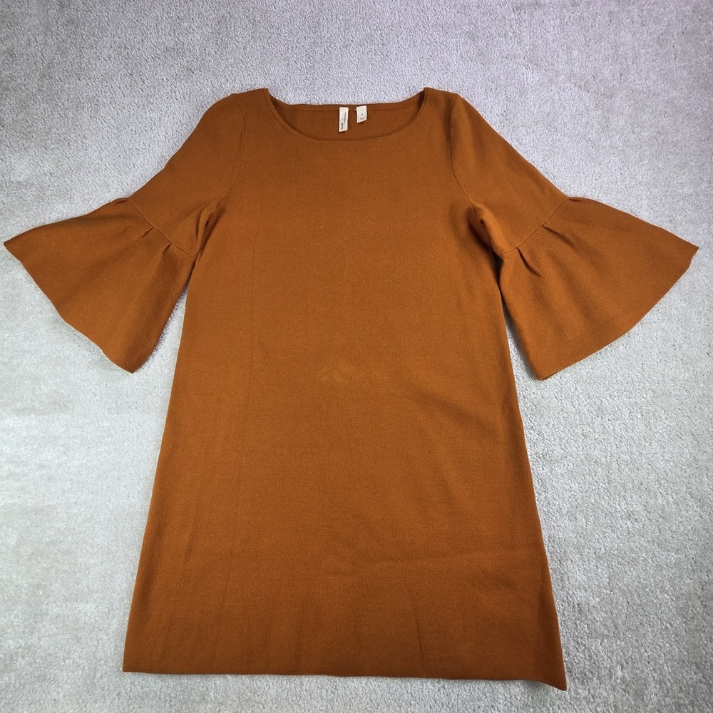Moth Anthropologie Sweater Dress Sz‎ M Bell Sleeve Knee Length Fall